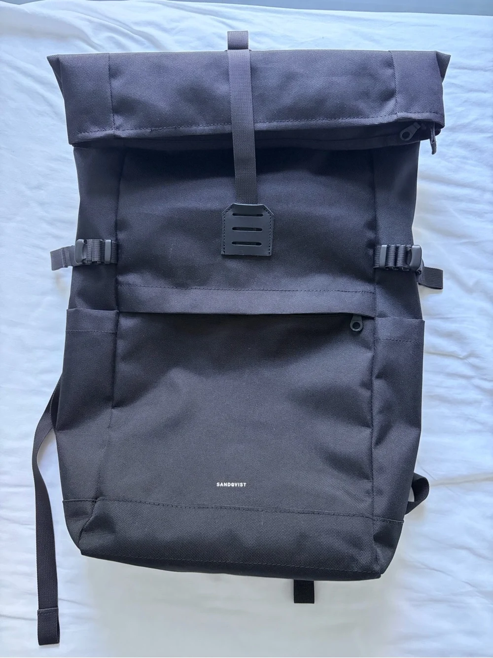 Sandqvist Medium Icon Black Roll-Top Backpack